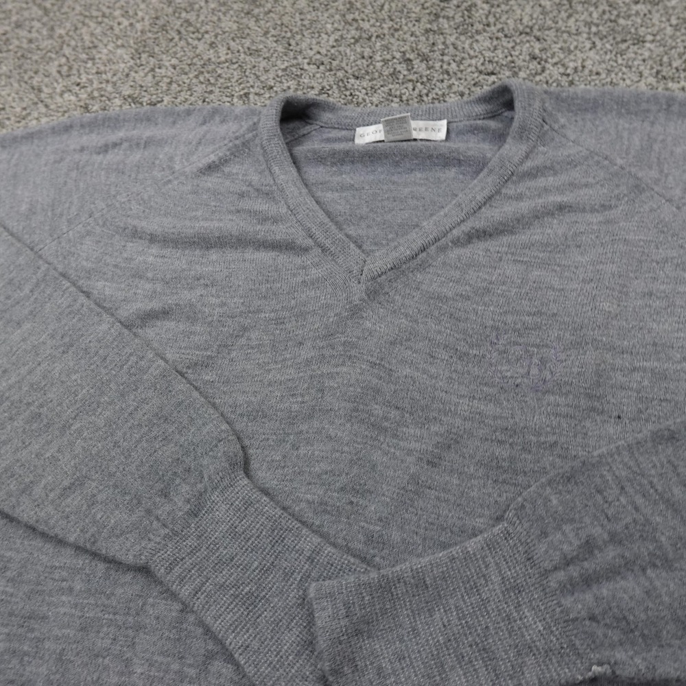 VTG Geoffrey Beene Sweater Mens XL Gray Pullover V Neck Acrylic Grandpa 90s USA‎